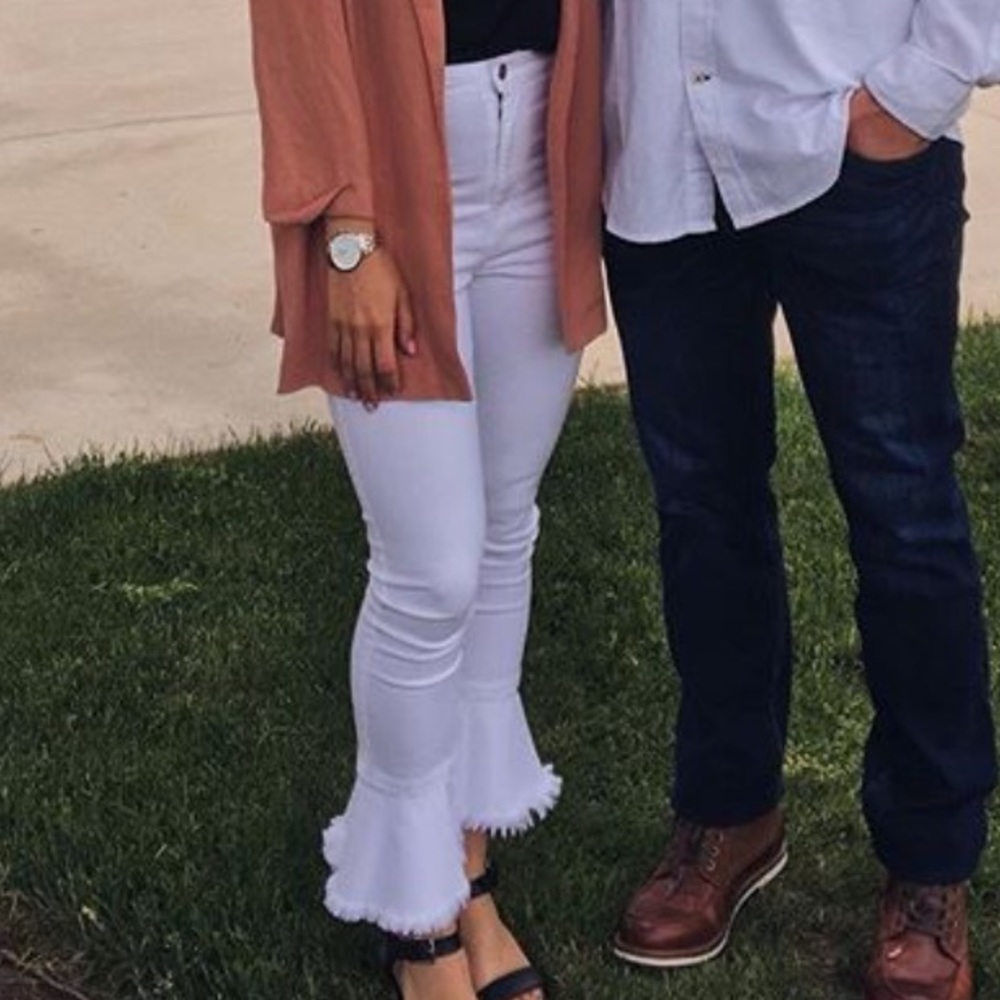 white flare jeans